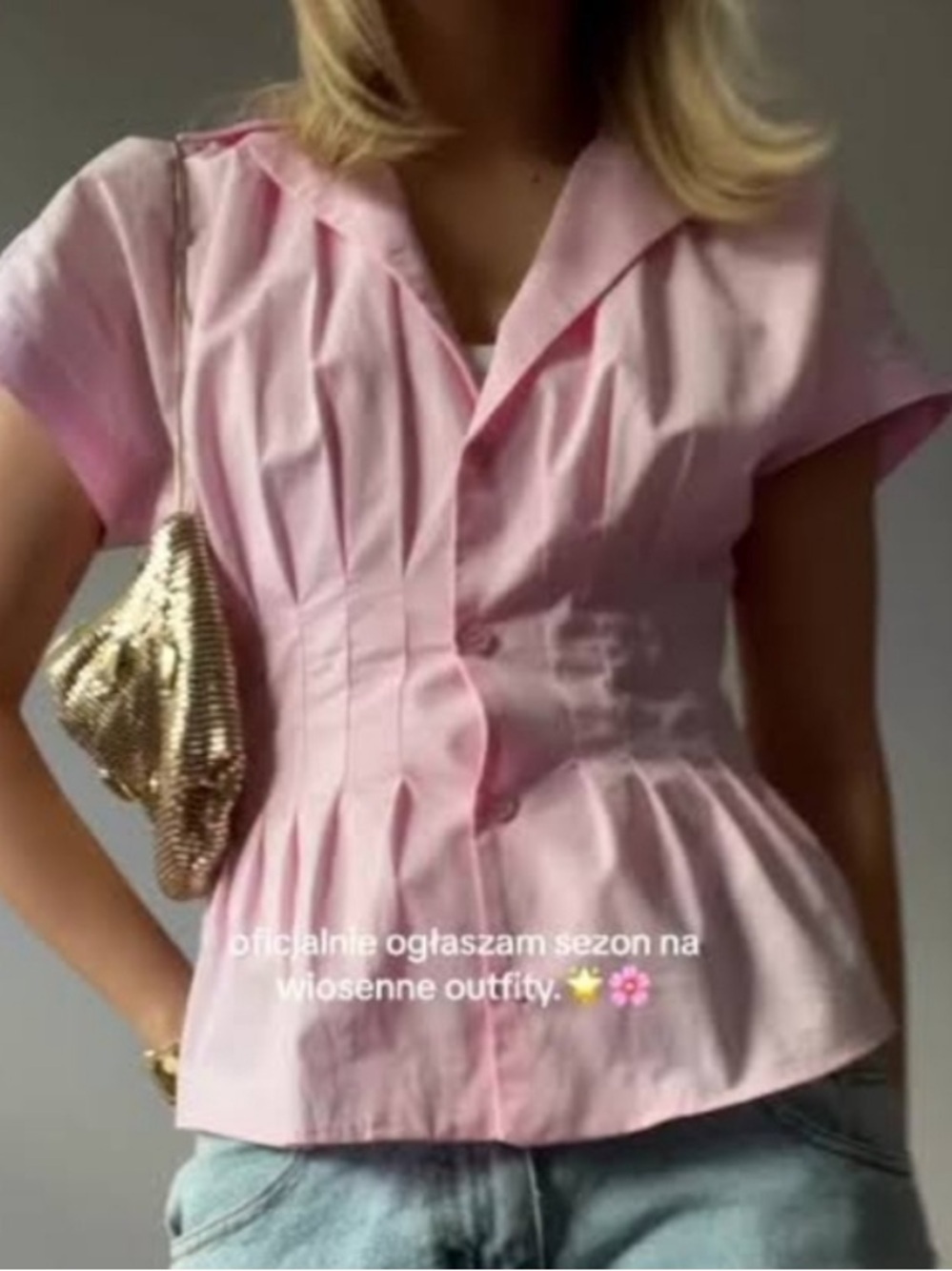 Pink Short-Sleeve Peplum Blouse